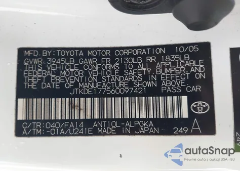 2006 Scion Tc from USA, damaged, VIN JTKDE177560097421